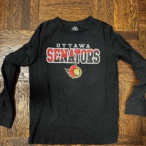 NHL Ottawa Senators Black and Red Long Sleeve Tee